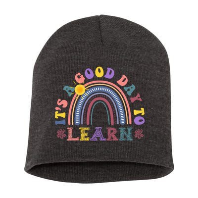 It's A Good Day To Learn Colorful Rainbow Back To School Short Acrylic Beanie