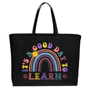 It's A Good Day To Learn Colorful Rainbow Back To School Cotton Canvas Jumbo Tote