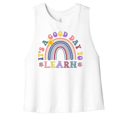 It's A Good Day To Learn Colorful Rainbow Back To School Women's Racerback Cropped Tank