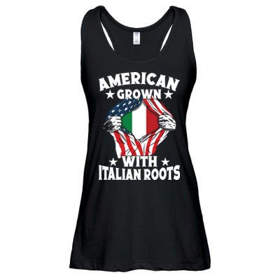 Italy American Grown With Italian Roots Proud Italian Ladies Essential Flowy Tank