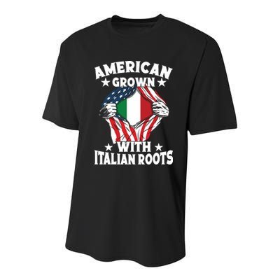 Italy American Grown With Italian Roots Proud Italian Youth Performance Sprint T-Shirt