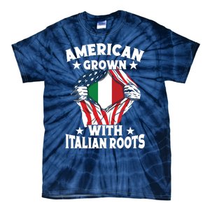 Italy American Grown With Italian Roots Proud Italian Tie-Dye T-Shirt