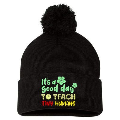 It's A Good Day To Teach Tiny Humans Cool Teacher Pom Pom 12in Knit Beanie