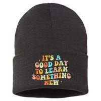 It's A Good Day To Learn Something New Retro Back To School Sustainable Knit Beanie