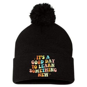 It's A Good Day To Learn Something New Retro Back To School Pom Pom 12in Knit Beanie