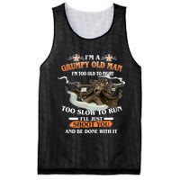 I'm A Grumpy Old Man I'm Too Old To Fight Too Slow To Run I'll Just Shoot You And Be Done With It Mesh Reversible Basketball Jersey Tank