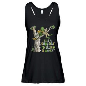 ItS A Good Day To Read A Book Retro Funny Frog Toad Tank To Ladies Essential Flowy Tank