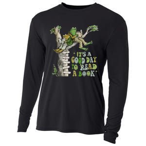 ItS A Good Day To Read A Book Retro Funny Frog Toad Tank To Cooling Performance Long Sleeve Crew