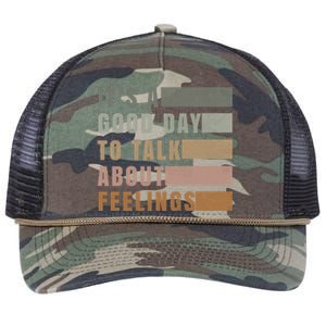 ItS A Good Day To Talk About Feelings Tal Stability Gift Retro Rope Trucker Hat Cap