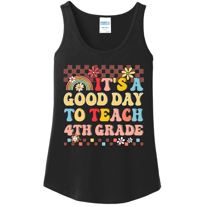 It's A Good Day To Teach Fourth Grade Groovy Teacher Ladies Essential Tank