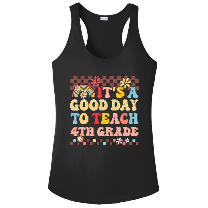 It's A Good Day To Teach Fourth Grade Groovy Teacher Ladies PosiCharge Competitor Racerback Tank