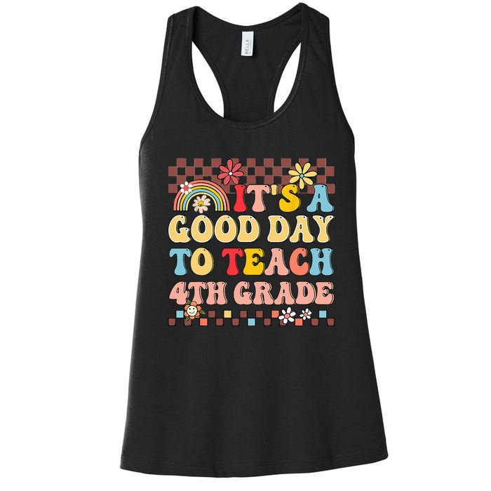 It's A Good Day To Teach Fourth Grade Groovy Teacher Women's Racerback Tank