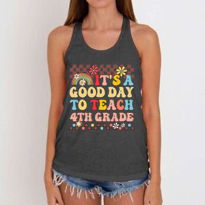 It's A Good Day To Teach Fourth Grade Groovy Teacher Women's Knotted Racerback Tank