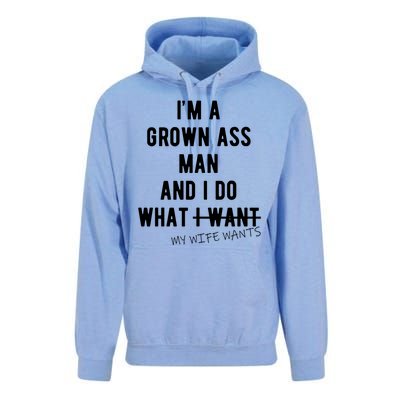 Im A Grown Ass Man What I Do What My Wife Wants Funny Unisex Surf Hoodie