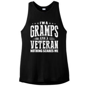 IM A Gramps And A Veteran Nothing Scares Me Funny Dad Gifts Ladies PosiCharge Tri-Blend Wicking Tank