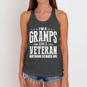 IM A Gramps And A Veteran Nothing Scares Me Funny Dad Gifts Women's Knotted Racerback Tank