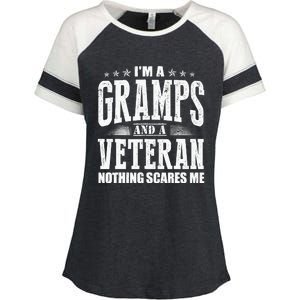 IM A Gramps And A Veteran Nothing Scares Me Funny Dad Gifts Enza Ladies Jersey Colorblock Tee