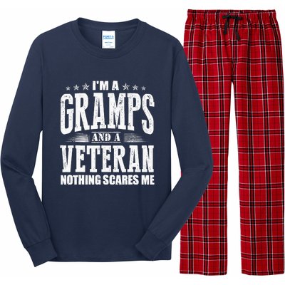 IM A Gramps And A Veteran Nothing Scares Me Funny Dad Gifts Long Sleeve Pajama Set