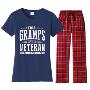 IM A Gramps And A Veteran Nothing Scares Me Funny Dad Gifts Women's Flannel Pajama Set