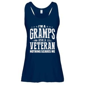 IM A Gramps And A Veteran Nothing Scares Me Funny Dad Gifts Ladies Essential Flowy Tank