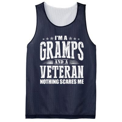 IM A Gramps And A Veteran Nothing Scares Me Funny Dad Gifts Mesh Reversible Basketball Jersey Tank