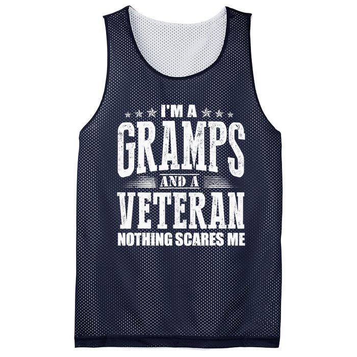 IM A Gramps And A Veteran Nothing Scares Me Funny Dad Gifts Mesh Reversible Basketball Jersey Tank