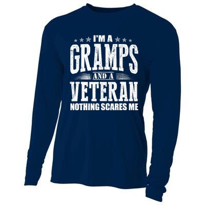 IM A Gramps And A Veteran Nothing Scares Me Funny Dad Gifts Cooling Performance Long Sleeve Crew