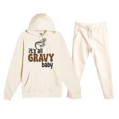 Its All Gravy Baby Funny Thanksgiving Premium Hooded Sweatsuit Set