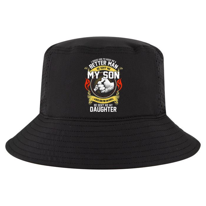 I Asked God To Make Me A Better Man He Sent Me My Son Cool Comfort Performance Bucket Hat