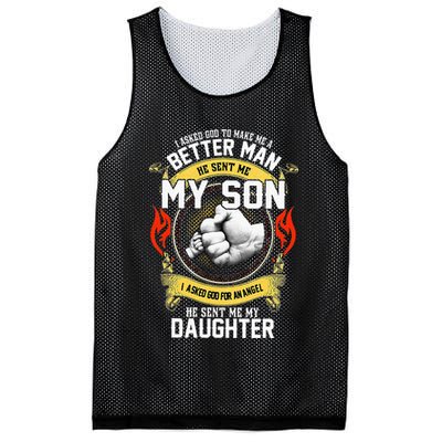 I Asked God To Make Me A Better Man He Sent Me My Son Mesh Reversible Basketball Jersey Tank