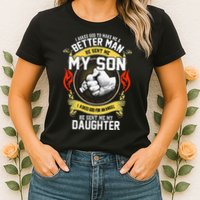 I Asked God To Make Me A Better Man He Sent Me My Son Womens T-Shirt