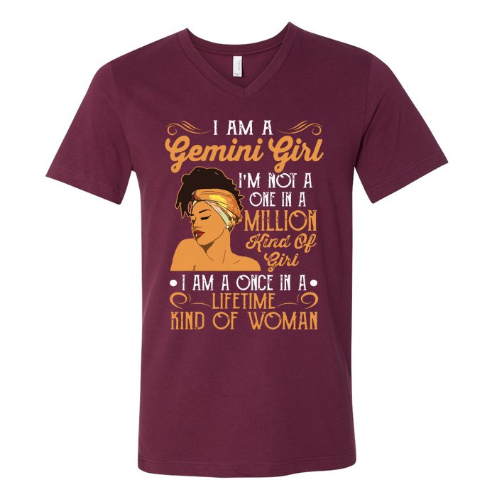 Im A Gemini Girl Black Women Gemini Girl V-Neck T-Shirt