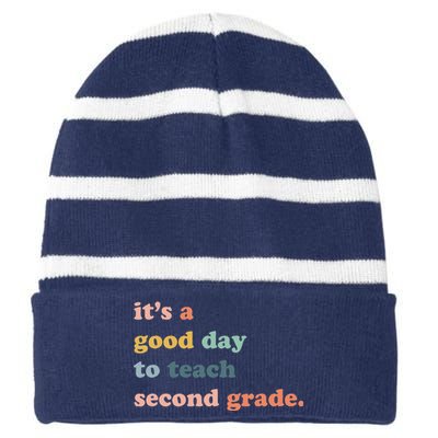 It's A Good Day To Teach Second Grade, 2nd Grade Teacher Striped Beanie with Solid Band