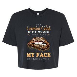 Im A Gemini Girl Funny Leopard Printed Birthday Bella+Canvas Jersey Crop Tee