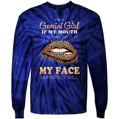 Im A Gemini Girl Funny Leopard Printed Birthday Tie-Dye Long Sleeve Shirt