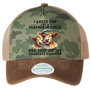 I Asked God Partner In Crime He Sent Me My Smartass Daughter Gift Legacy Tie Dye Trucker Hat