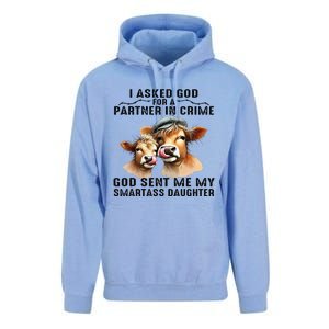 I Asked God Partner In Crime He Sent Me My Smartass Daughter Gift Unisex Surf Hoodie