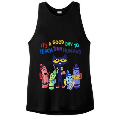 Its A Good Day To Teach Tiny Humans Cat Teacher Lover Ladies PosiCharge Tri-Blend Wicking Tank