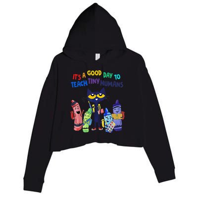 Its A Good Day To Teach Tiny Humans Cat Teacher Lover Crop Fleece Hoodie