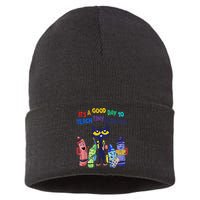 Its A Good Day To Teach Tiny Humans Cat Teacher Lover Sustainable Knit Beanie