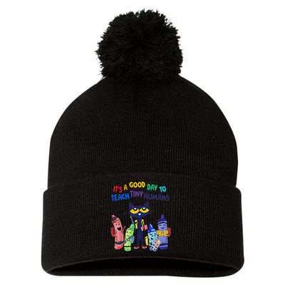 Its A Good Day To Teach Tiny Humans Cat Teacher Lover Pom Pom 12in Knit Beanie