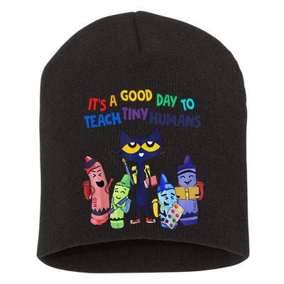 Its A Good Day To Teach Tiny Humans Cat Teacher Lover Short Acrylic Beanie