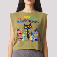 Its A Good Day To Teach Tiny Humans Cat Teacher Lover Garment-Dyed Women's Muscle Tee