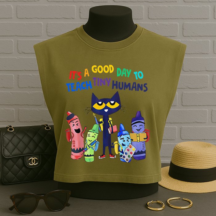 Its A Good Day To Teach Tiny Humans Cat Teacher Lover Garment-Dyed Women's Muscle Tee