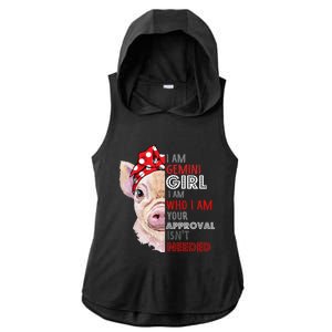 I Am Gemini Who Loves Pigs Star Sign Zodiac Gift Ladies PosiCharge Tri-Blend Wicking Draft Hoodie Tank