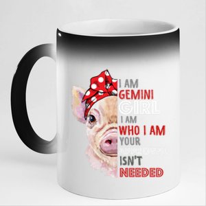 I Am Gemini Who Loves Pigs Star Sign Zodiac Gift 11oz Black Color Changing Mug