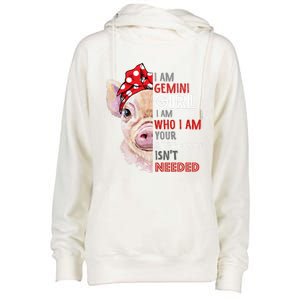 I Am Gemini Who Loves Pigs Star Sign Zodiac Gift Womens Funnel Neck Pullover Hood