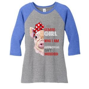 I Am Gemini Who Loves Pigs Star Sign Zodiac Gift Women's Tri-Blend 3/4-Sleeve Raglan Shirt