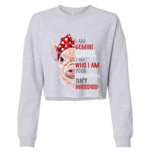 I Am Gemini Who Loves Pigs Star Sign Zodiac Gift Cropped Pullover Crew