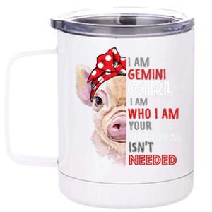 I Am Gemini Who Loves Pigs Star Sign Zodiac Gift 12 oz Stainless Steel Tumbler Cup